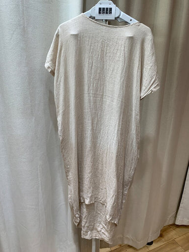 Black Crane Linen Short Sleeve Dress sz M