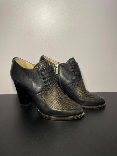Jimmy Choo Black Perforated Leather Heeled Ankle Booties sz 38