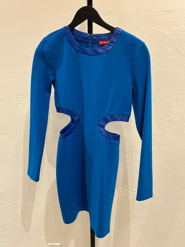 STAUD Cobalt Blue Cutout Long Sleeve Mini Dress sz M