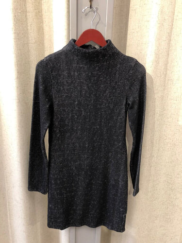 French Connection Metallic Knit Mock Neck Long Sleeve Mini Dress sz 6