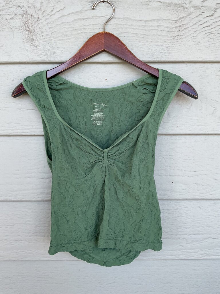 Free People Intimately Textured Sleeveless V-Neck Ruched Top sz M/L