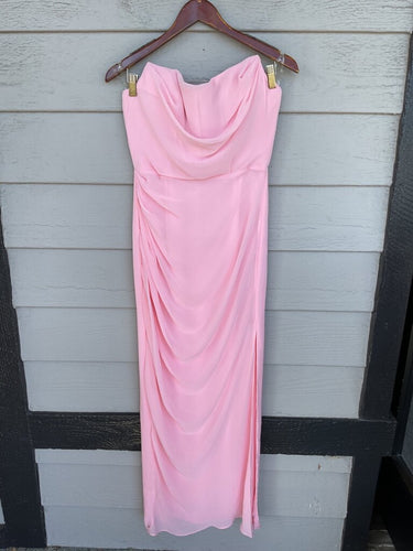 House of CB Pink Strapless Draped Maxi Dress sz M