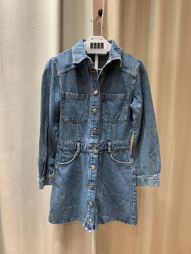 Zara Denim Long Sleeve Mini Dress sz S