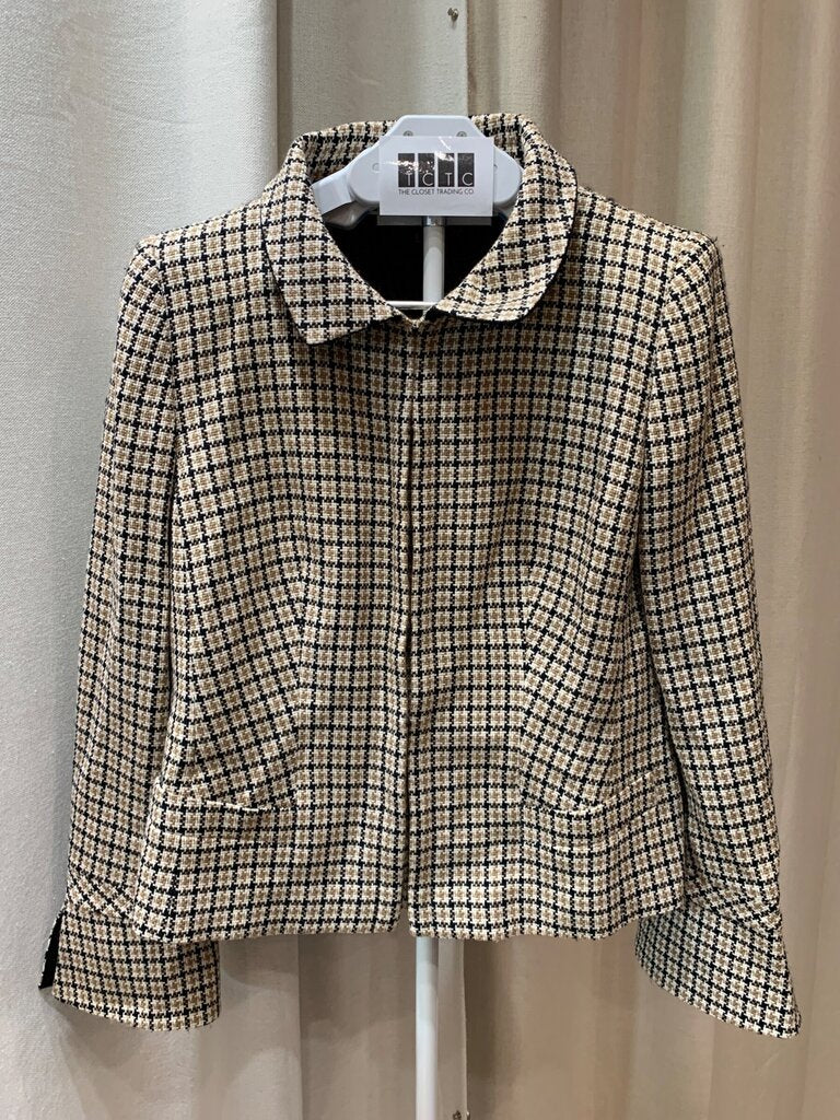 Escada Houndstooth Tweed Collared Jacket sz 42