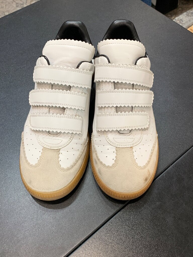 Isabel Marant AS IS Beth Leather & Suede Grip-Strap Sneakers sz 39