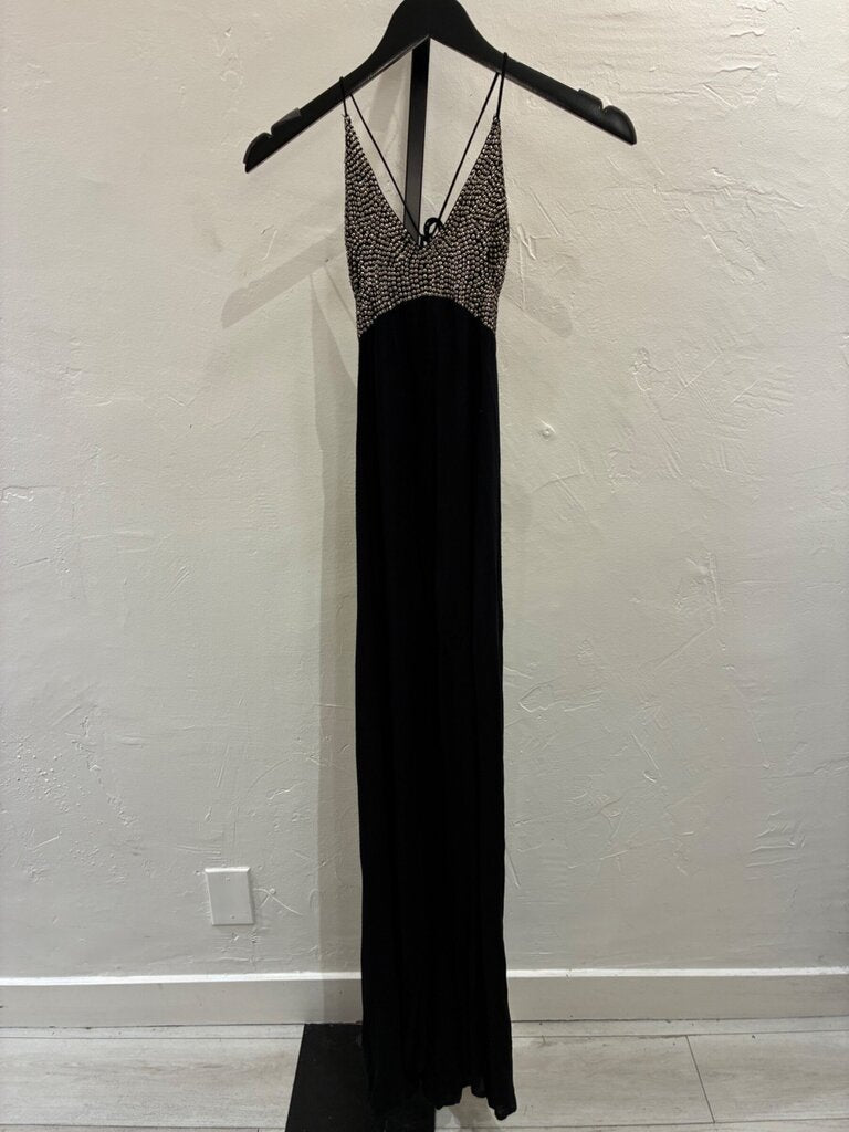 Cleobella Black Beaded Bodice Maxi Dress sz S