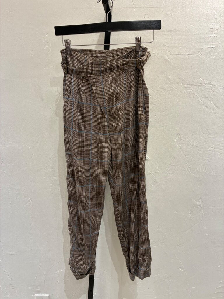 Pam & Gela Plaid High-Waisted Tapered Pants sz S