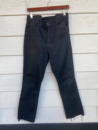 Mother Black Raw Hem Crop Flare Jeans sz 32