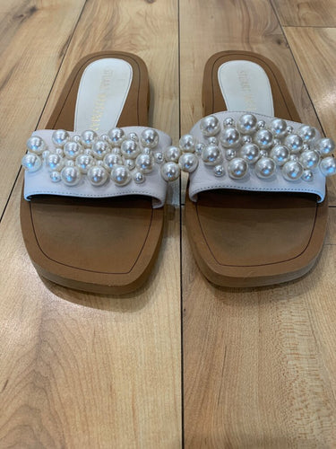 Stuart Weitzman AS IS* Pearl-Embellished Slide Sandals