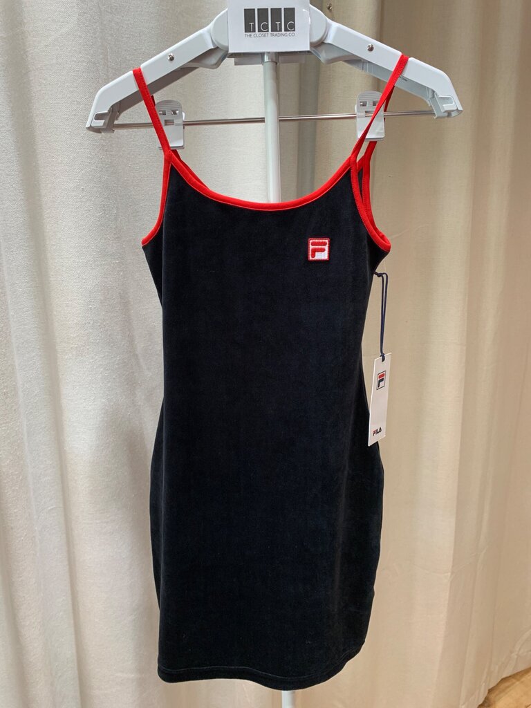 Fila Velour Contrast Trim Spaghetti Strap Mini Dress sz XS