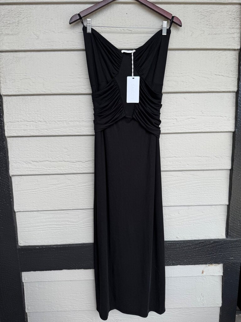 Sablyn Black Ruched Sleeveless Maxi Dress sz L