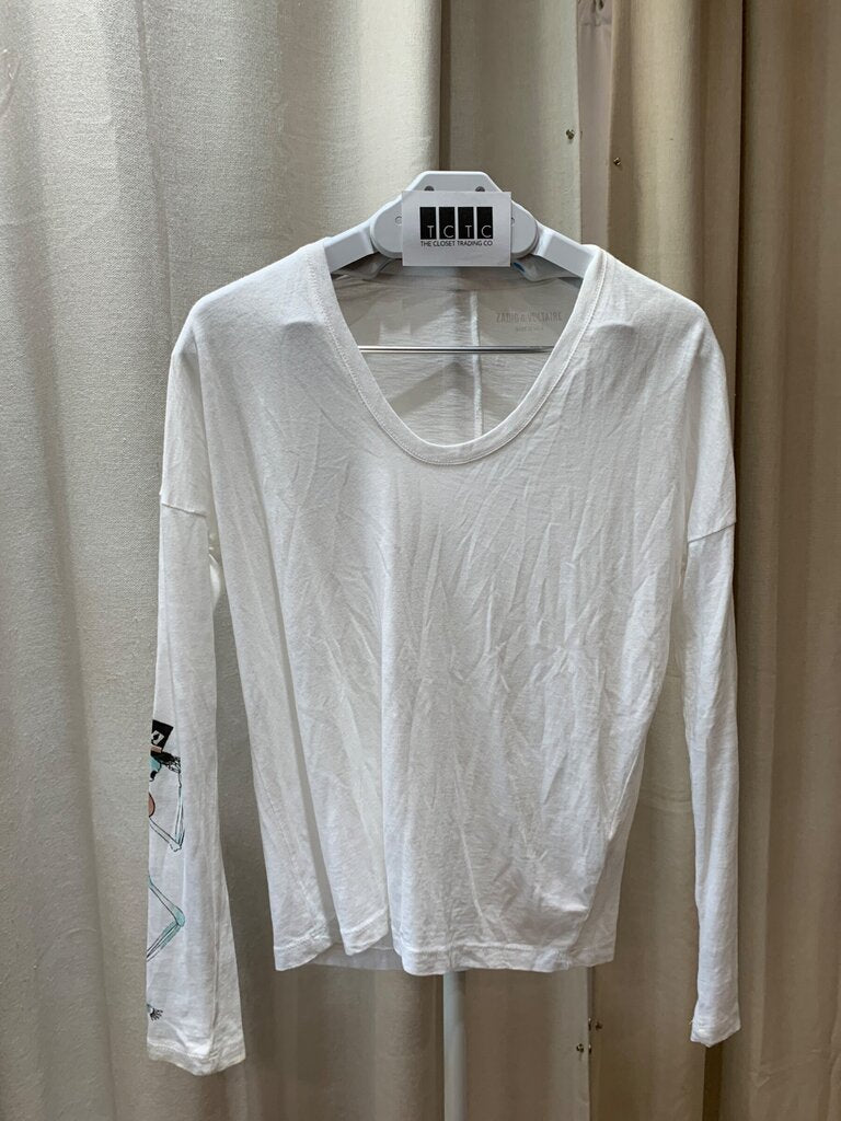 Zadig & Voltaire White Skeleton Graphic Long Sleeve Top