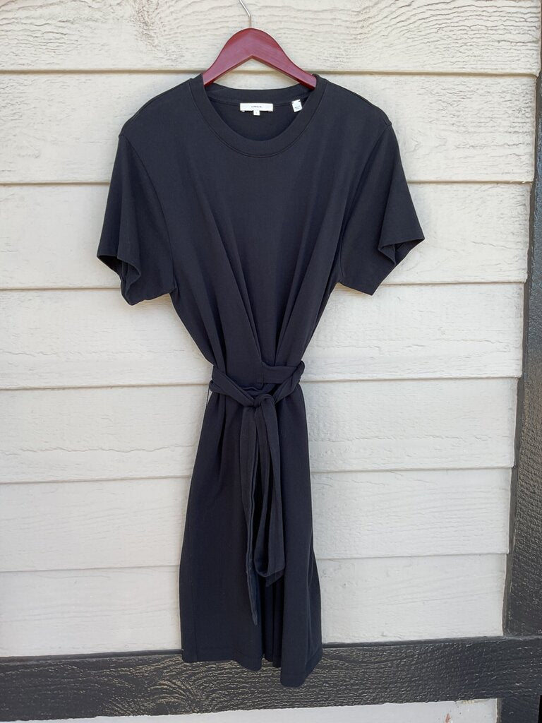 Vince Black Cotton Short-Sleeve Wide-Leg Dress sz L
