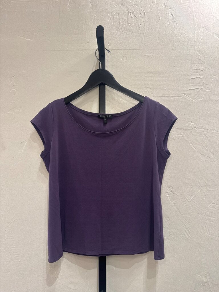 Eileen Fisher Petite Cap Sleeve Scoop Neck Top sz Petite small