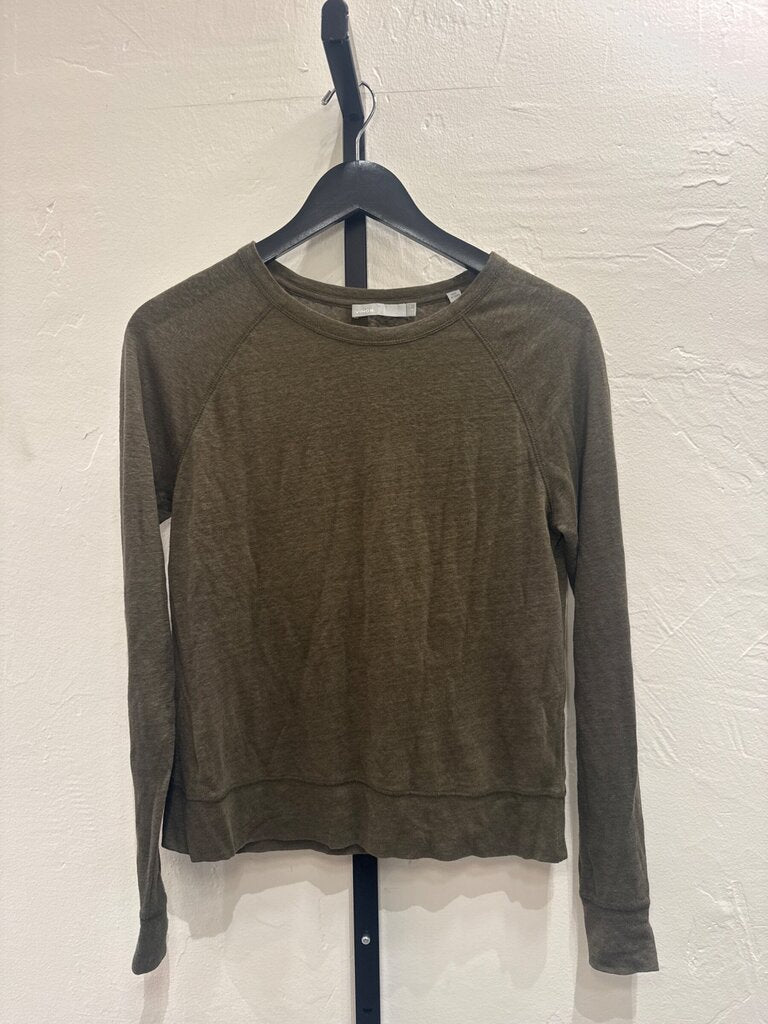 Vince Olive Green Raglan Long Sleeve Top sz S