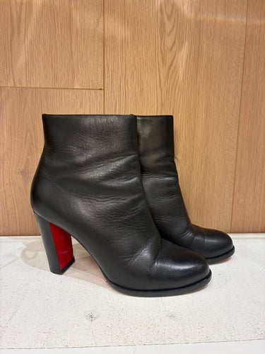 Christian Louboutin Black Leather Ankle Booties sz 39½