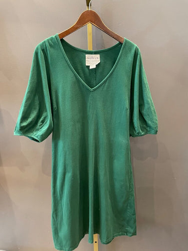 Velvet by Graham & Spencer for Anthropologie Green Puff Sleeve V-Neck Mini Dress sz L
