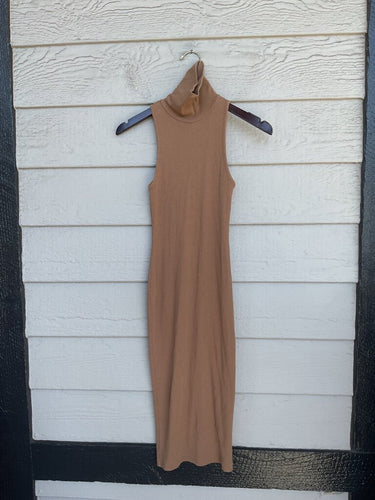 Zara Sleeveless Ribbed Turtleneck Midi Dress sz S