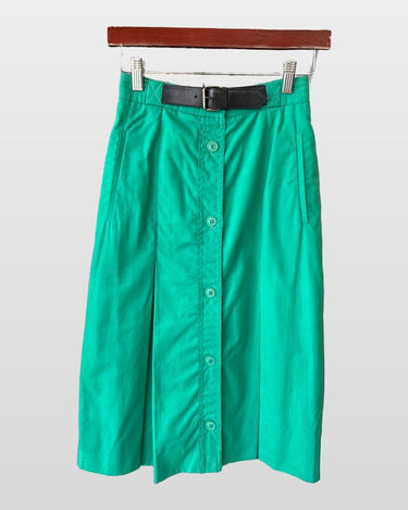 Gucci Vintage Green Button-Front Belted Midi Skirt sz 38