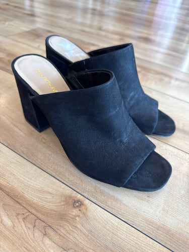 Saks Fifth Avenue Black Platform Block-Heel Sandals sz 7/N/37