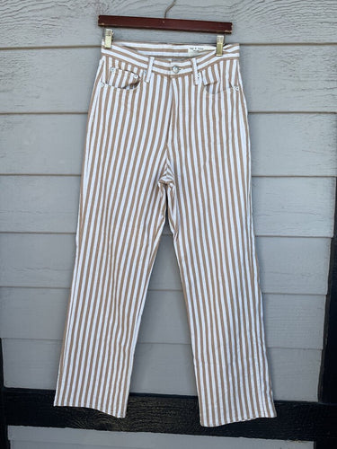 rag & bone Tan & White Striped Straight Leg Jeans sz 28