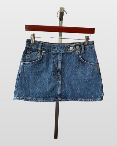 Zara Star Pattern Denim Mini Skirt sz XS