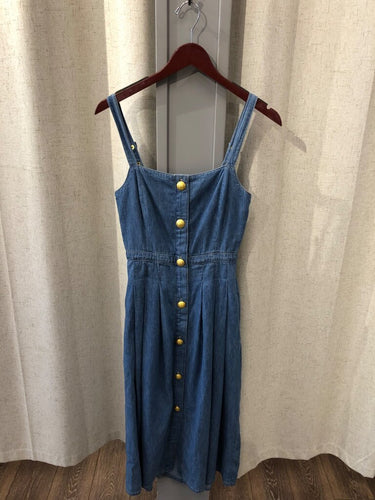 L'Agence Denim Button-Front Sleeveless Midi Dress sz 0
