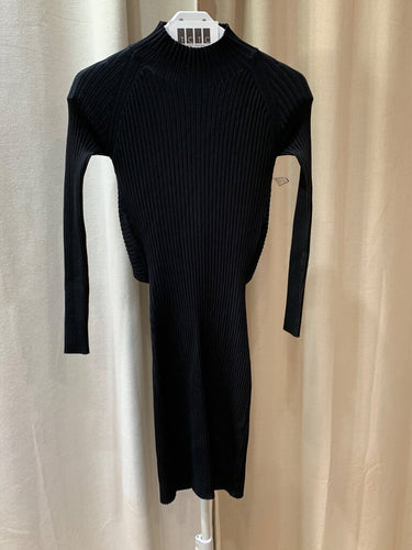 Dion Lee Black Ribbed Twist Cutout Long Sleeve Dress