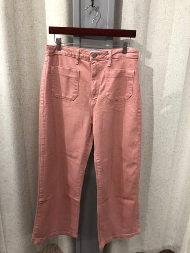 Just Black Denim Pink Patch Pocket Wide-Leg Cropped Jeans sz 31