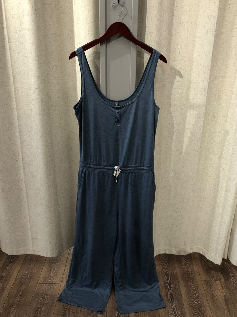 Vuori Blue Sleeveless Henley Drawstring Jumpsuit Size L sz L