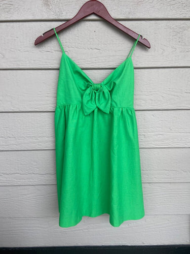 Alice + Olivia Garden Green Tie Front Babydoll Mini Dress sz 2