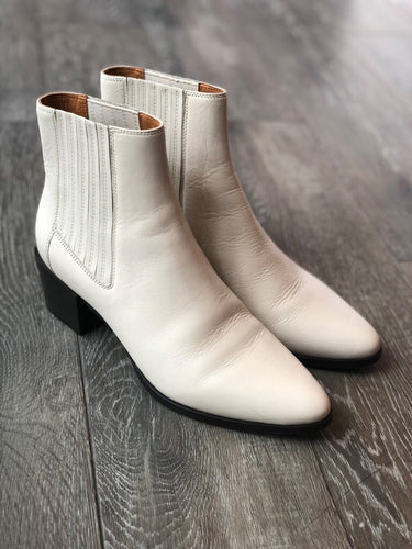 Rag & Bone White Leather Chelsea Ankle Booties sz 39