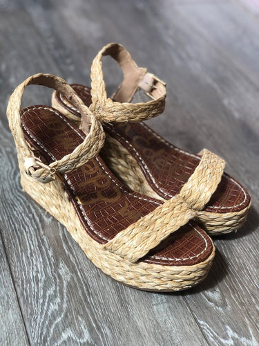 Sam Edelman Woven Raffia Platform Wedge Sandals sz 8.5