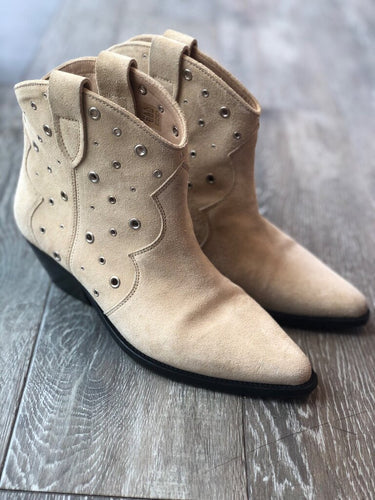 Isabel Marant Suede Eyelet Western Ankle Boots sz 39