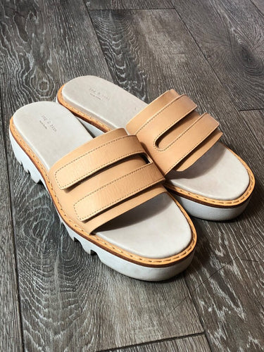 rag & bone Tan Leather Platform Slide Sandals sz 38 / US 8