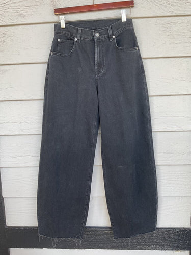 Splendid Washed Black Wide Straight Leg Raw Hem Jeans sz 25