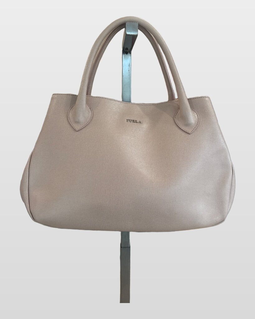 Furla Beige Saffiano Leather Tote Bag