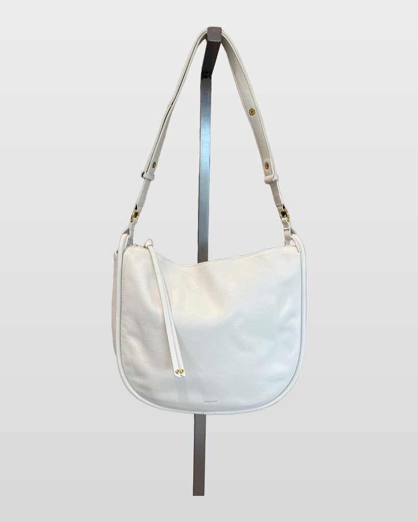 Aallyn White Pebbled Leather Hobo Shoulder Bag