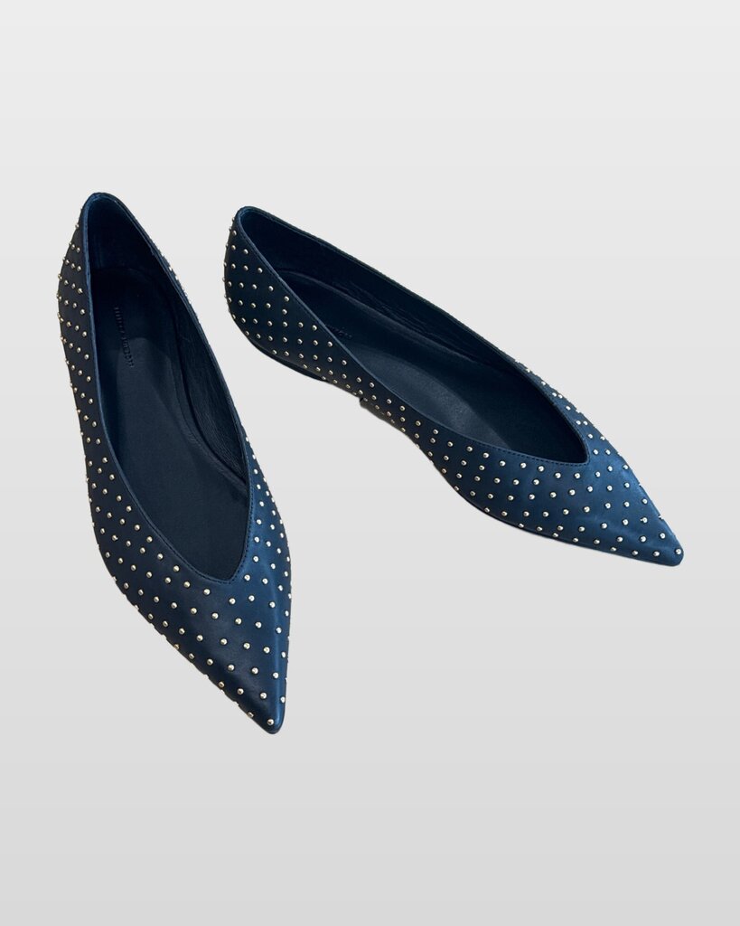 Rebecca Minkoff Black Studded Pointed Toe Ballet Flats sz 9.5M
