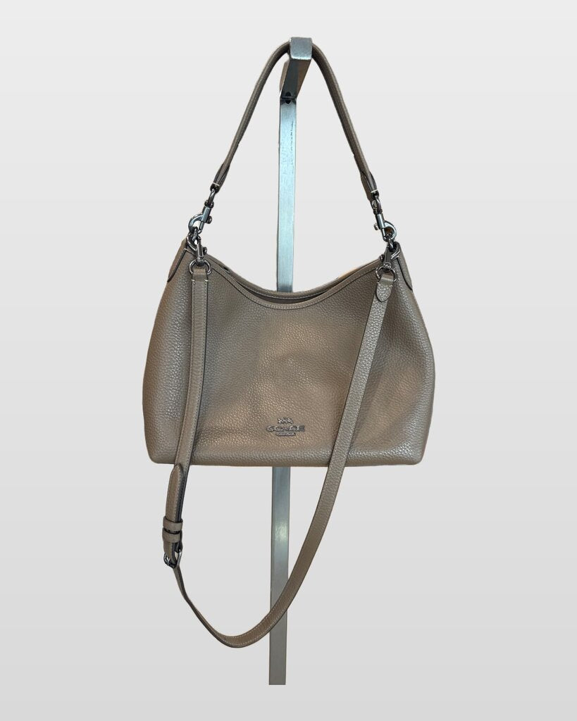 Coach Taupe Pebbled Leather Crossbody Shoulder Bag