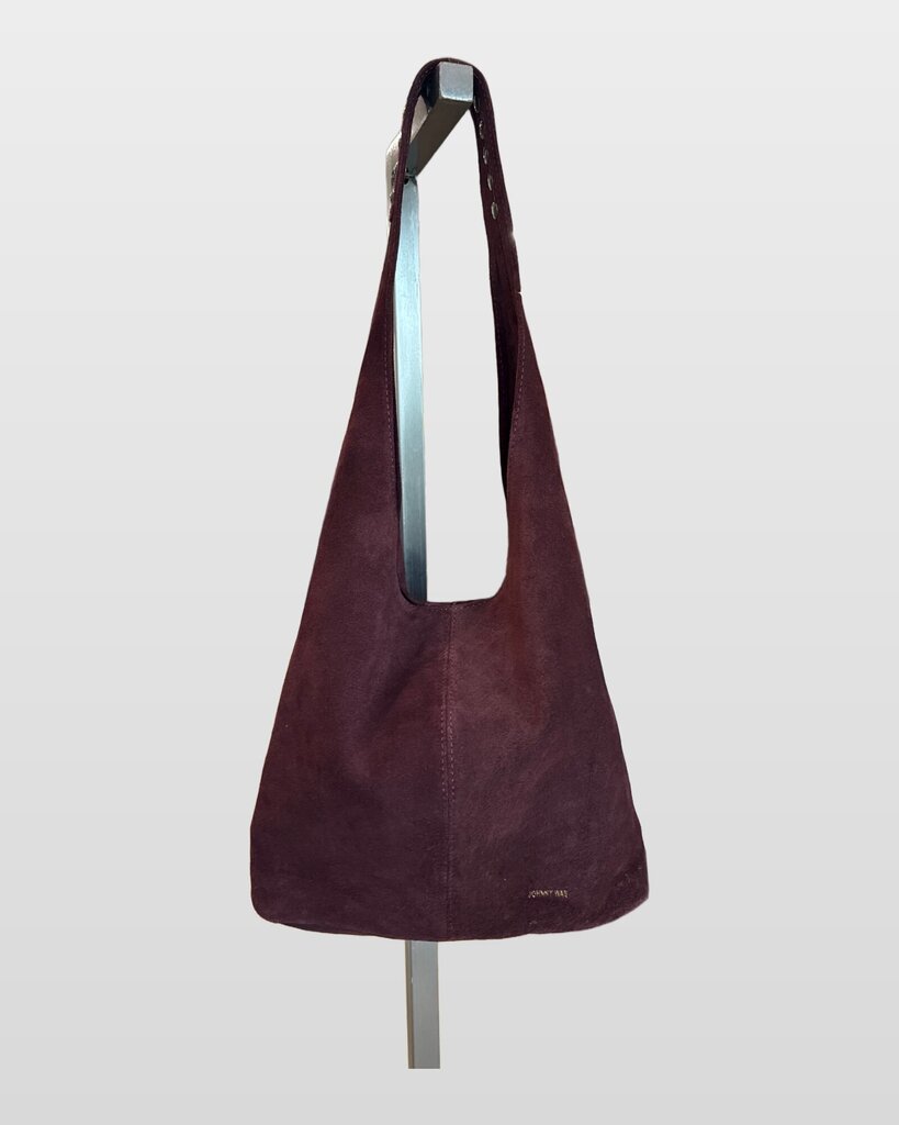 Johnny Was Burgundy Suede Studded Hobo Bag