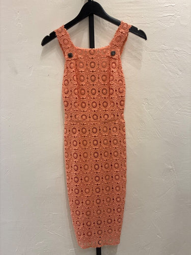 Dolce & Gabbana Peach Floral Lace Sleeveless Sheath Dress sz 38