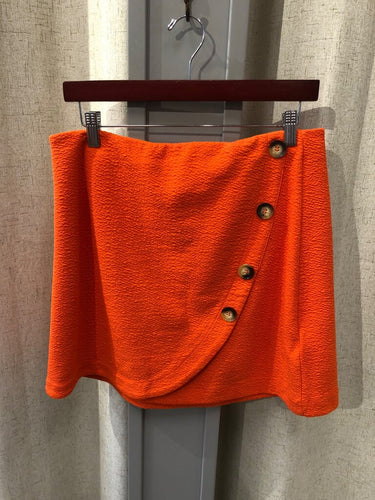 Maeve by Anthropologie Orange Textured Button-Front Mini Skirt sz M
