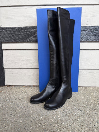 Stuart Weitzman 5050 Black Nappa Leather Over-The-Knee Boots sz 10