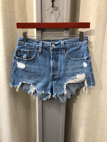 Levi's 501 High-Rise Distressed Cutoff Denim Shorts sz 25