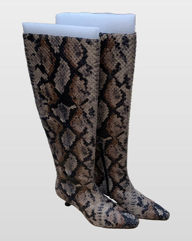 Simon Miller Snakeskin Print Kitten Heel Knee-High Boots sz 40