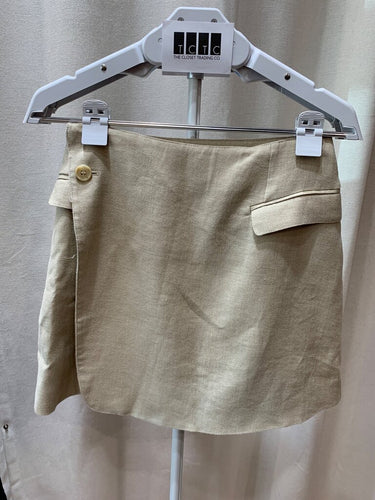 Ronny Kobo Linen-Blend Wrap Mini Skirt sz S
