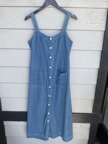 Petal Pup Blue Chambray Button-Front Maxi Dress