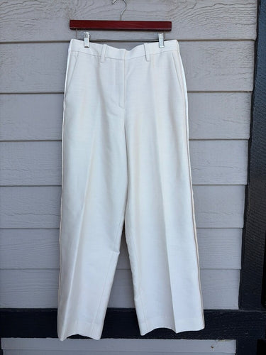 COS Off-White Satin Stripe Wide Leg Pants sz 8