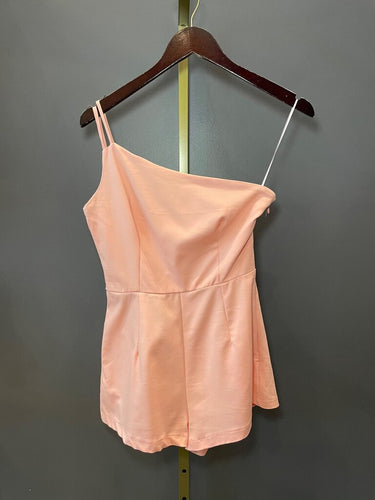 Superdown Blush Satin Cowl-Neck Romper sz S